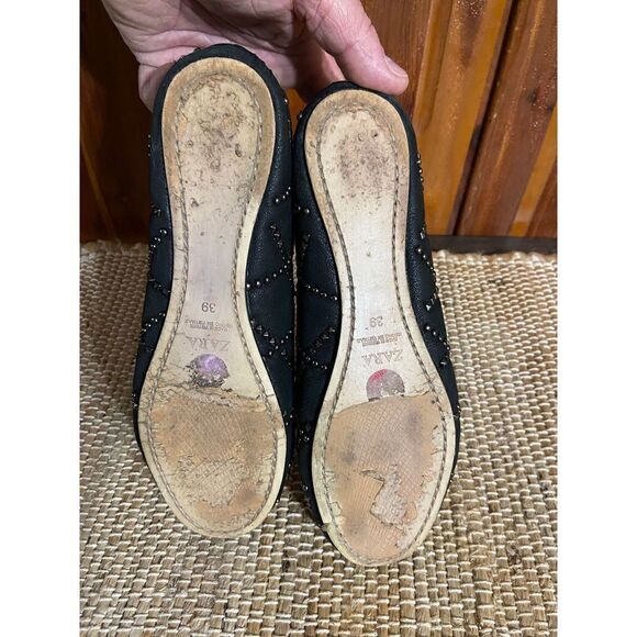 Zara Woman black beaded flats size 39 - Picture 6 of 7
